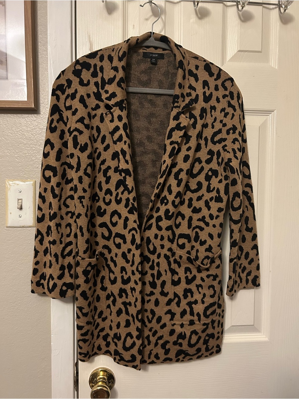 J. Crew Leopard-Print Open Blazer in Camel and Black